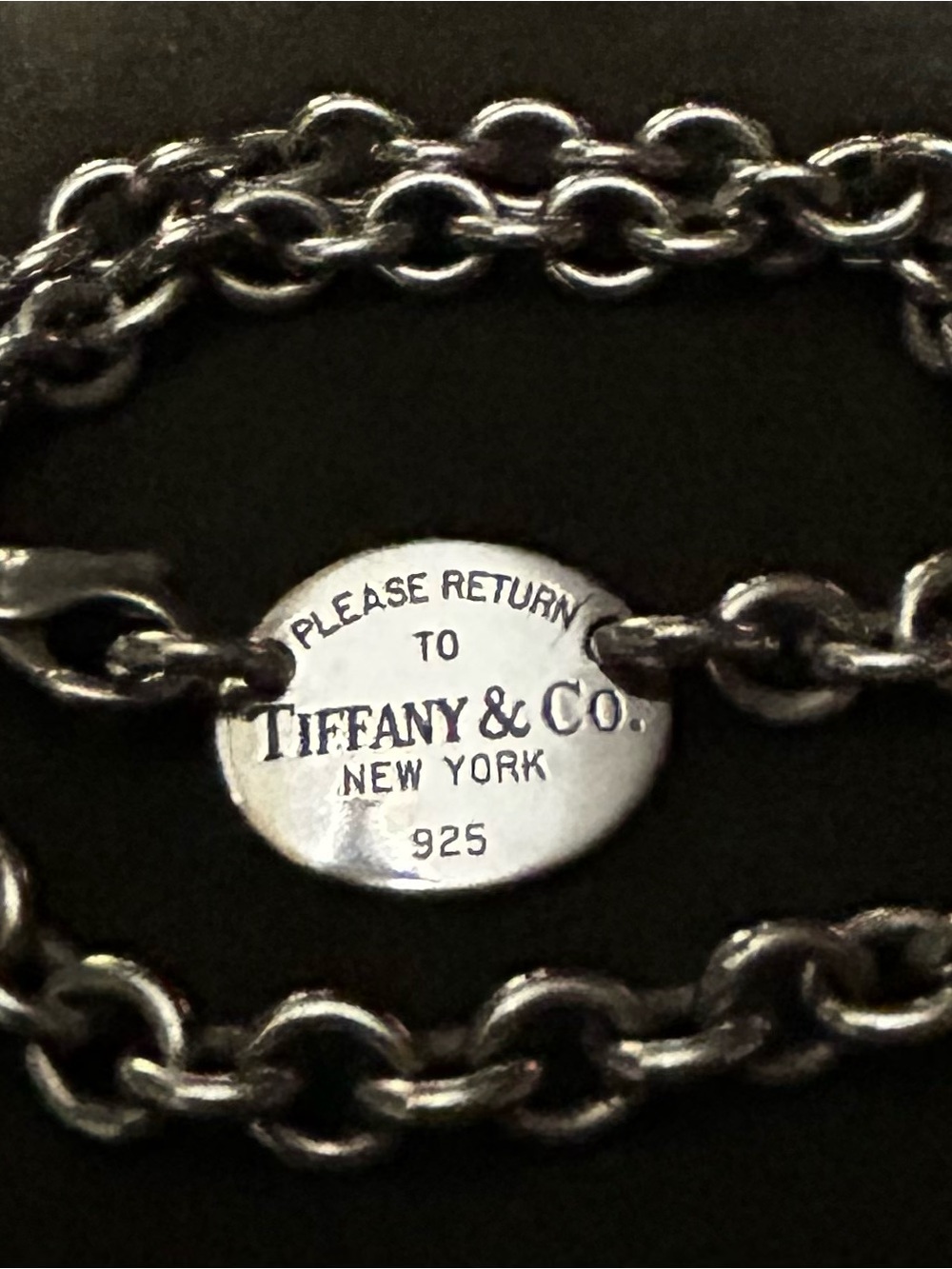 Tiffany & Co. Sterling Silver Oval Tag Chain Necklace